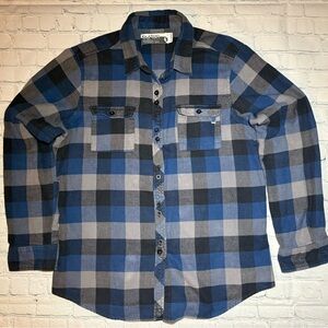 Burton Women’s Blue and Black Plaid Flannel Boyfriend Shirt XL
